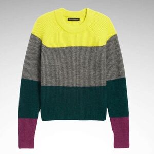 Banana Republic Aire Wool-Blend Cropped Colorblock Mockneck Sweater